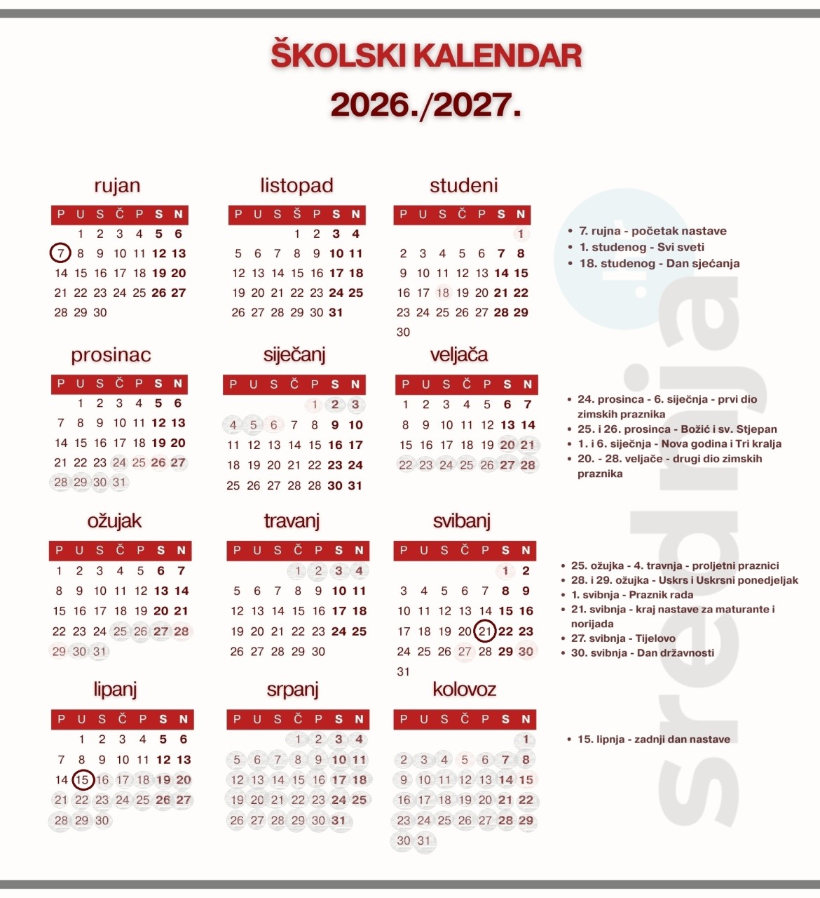 74598 skolski kalendar 2026 2027 orig